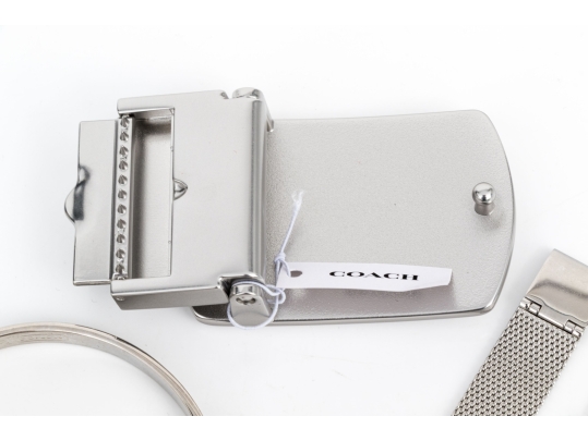Coach Collection Of Jewelry And Fashion Pieces, Including A Belt Buckle, Boxed, And A Sterling Ring