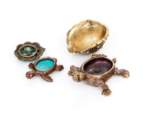 Two Jay Strongwater Turtle Form Boxes