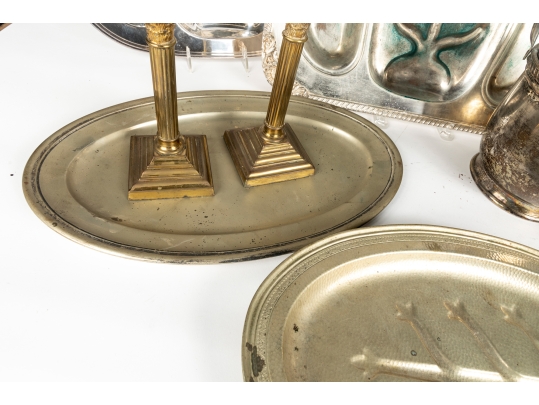 Collection Of Silver Plate And Brass Items