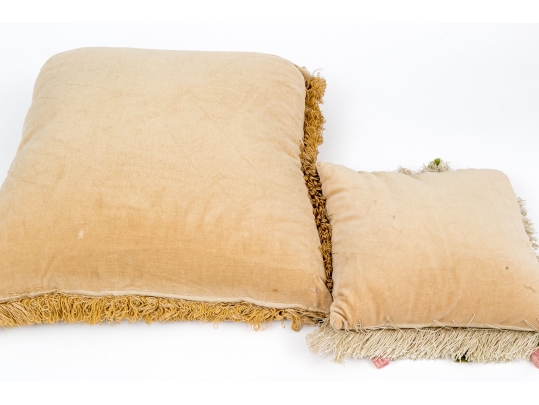 Two Accent Pillows, Including An 18th C. Tapestry Fragment Embroidered Onto A Later Needlepoint Pillow