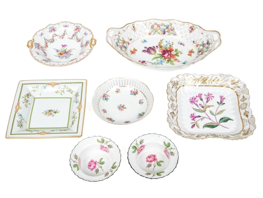 Assembled Set Of Seven Continental Porcelain Wares