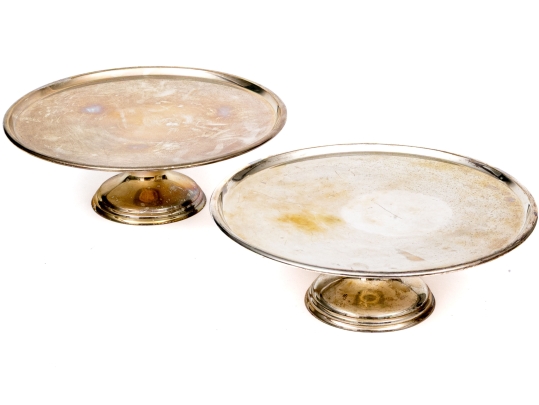 Pair Of Silver Plated Footed Cake Trays