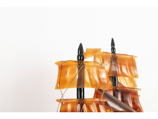 Chinese Horn Carving Craft Ship