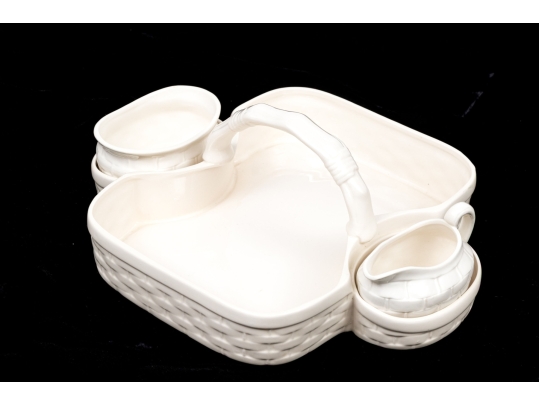 Tiffany& Co Strawberry Basket With Creamer And Sugar Bowl