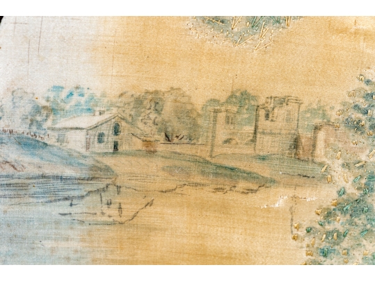Antique Embroidery Of A Shepherdess