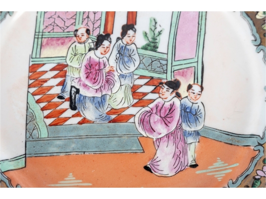 Set Of Three 19th C. Chinese Famille Rose Plates With Court Scenes