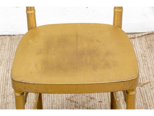 Set Of Twelve Faux Bamboo Gilt Finished Side Chairs, With Cushions