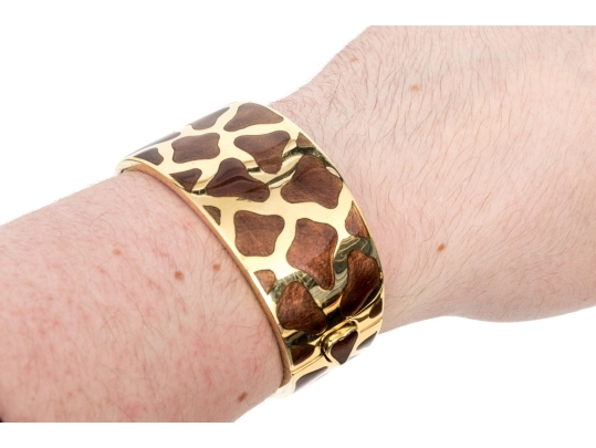 Roberto Coin 18k Yellow Gold Magnificent Ultra Wide Giraffe Patterned Bangle Bracelet