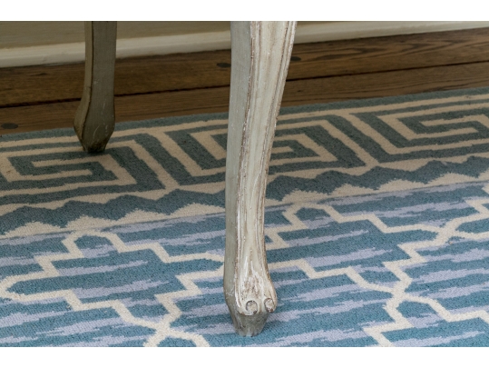 Elegantly Carved Upholstered Window Or Bed End Bench