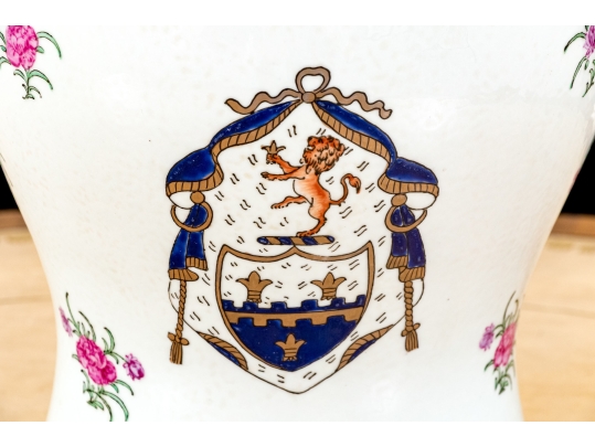 Chinese Export Armorial Style Lidded Porcelain Jar Mounted As A Table Lamp