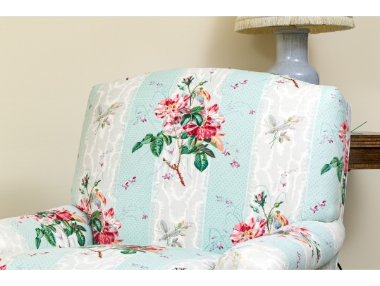Pair Of Custom Upholstered Club Chairs And Ottoman