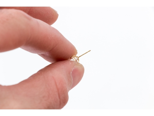 Pair Of 14K Yellow Gold And CZ Earrings, Boxed