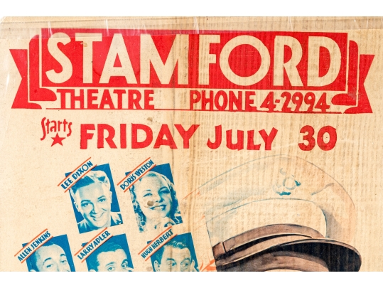 Collection Of Seven 1930's Stamford Theatre Movie Posters And  A 1953 Movie Poster