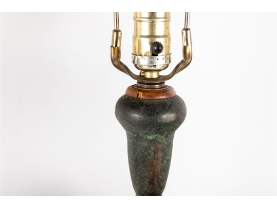 Pair Of Asian-Style Verdigris Metal Table Lamps