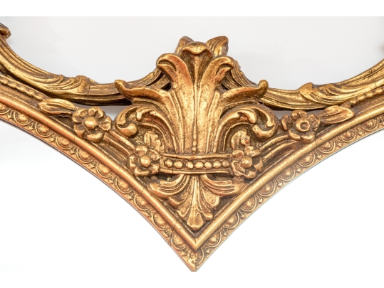 Fabulous Double Form Carved Gilt Wood And Gesso Double Form Mirror