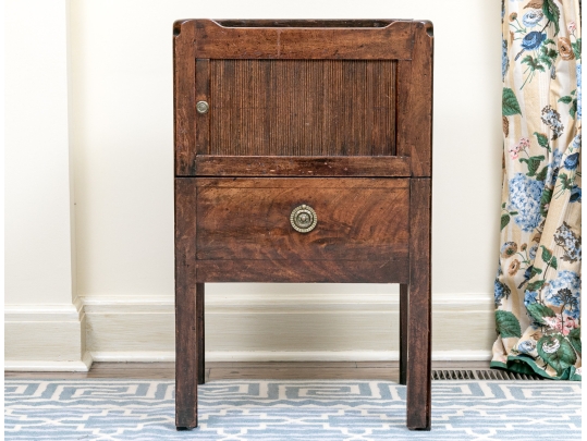 19th C. Mahogany Bedside Cabinet With Tambour Door