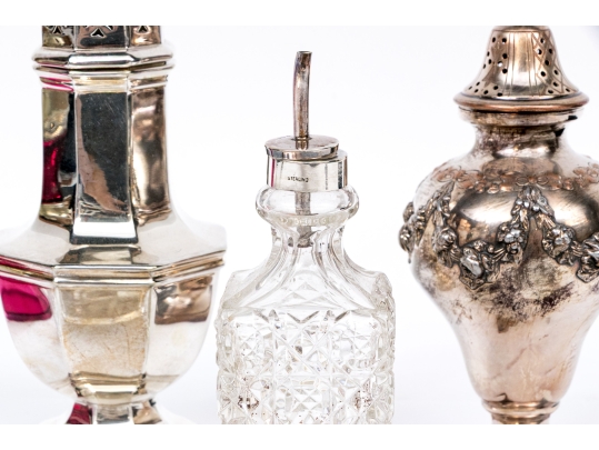 Collection Of Six Assorted Silver Plated And Crystal Table Wares