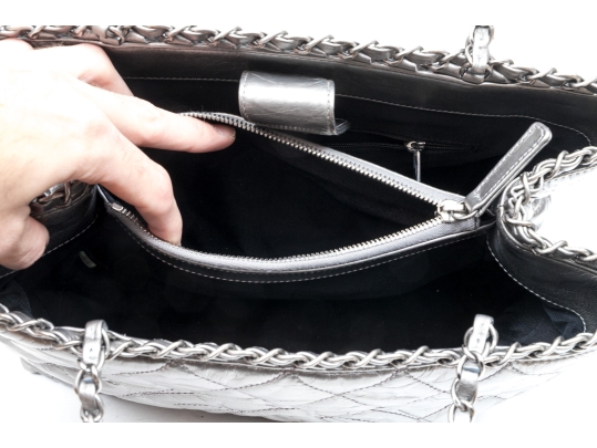 Chanel Silver Metallic Leather 