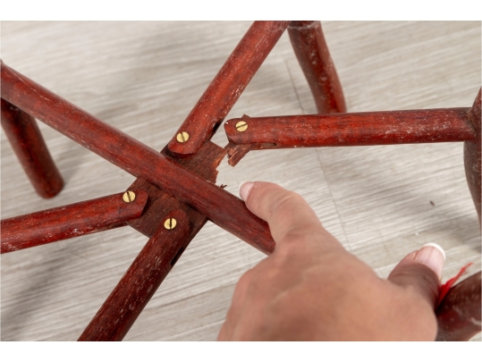 Chinese Red Painted Dragon Motif Plant Stand With Gilt Detail 