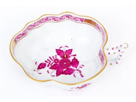 Herend Hungary Hand-Painted Porcelain Bowl, Raspberry Chinese Bouquet Pattern