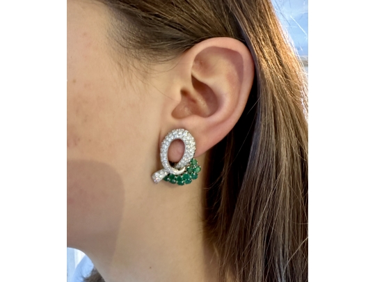 A Pair Of Opposing Platinum And White Gold & Gem-Set Ear Clips