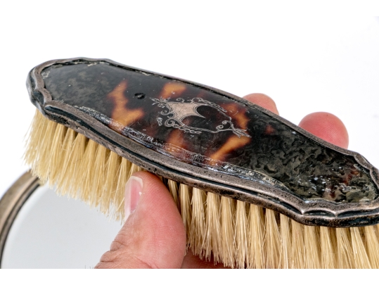 Antique Victorian Broadway & Co. (Birmingham, 1901-present) Silver And Tortoise Shell Vanity Set