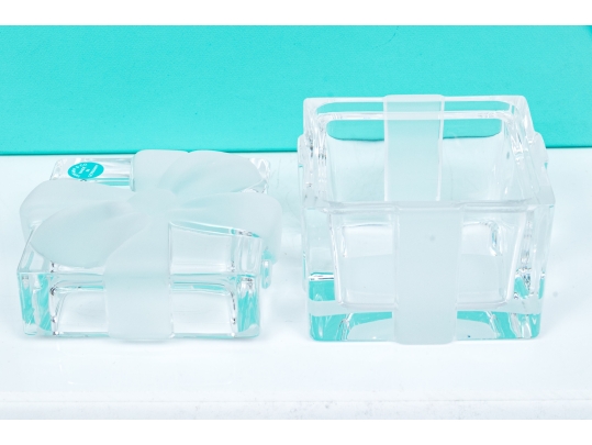 Tiffany & Co. Crystal Box With Bow And A Tiffany Box 