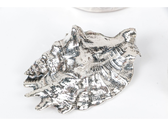 Group Of Six Fine Decorative Silver Clad Shells With Ruzzetti Italy