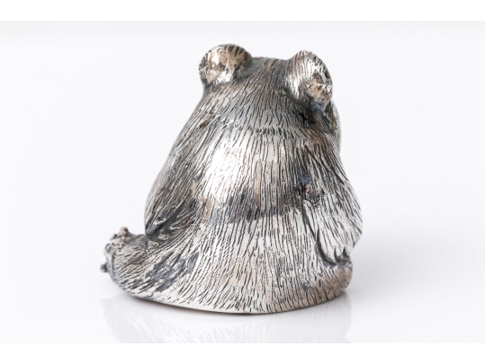 Buccellati Sterling Silver Miniature Cute Panda Eating Bamboo