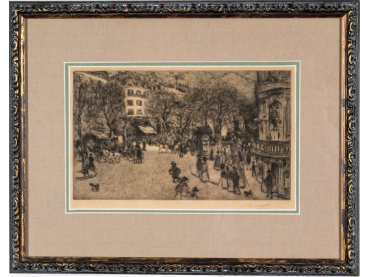 Jean Francois Raffaelli (France, 1850-1924) Etching, Paris Street Scene