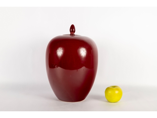 Oxblood Style Glazed Porcelain Melon Jar