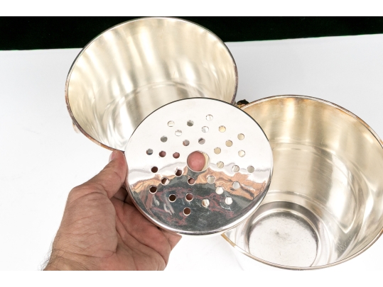 Pair Of Quality Silver Plated Ice Coolers With Loose Ring Handles