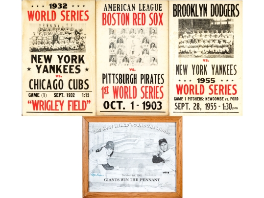 Collection Of Four Antique And Vintage Major League Baseball Posters With 1951 Pennant Poster