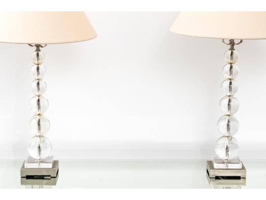Pair Of Chic Glass Stacked Bubble Table Lamps