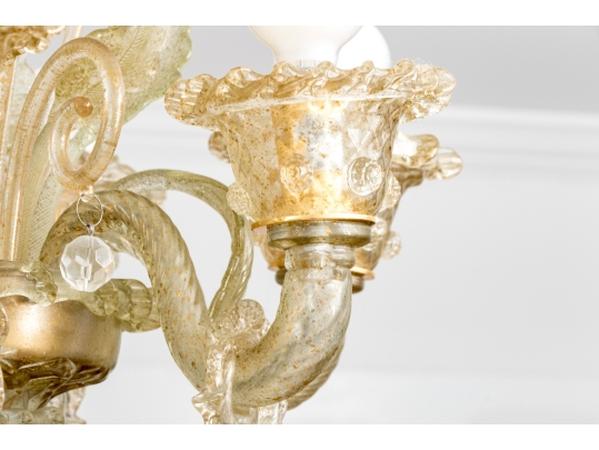 *Quality Murano Or Murano Style Hand-blown Glass Six Lite Chandelier