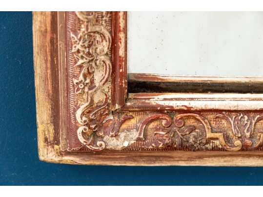 Antique Carved Wood And Gesso Gilt Mirror