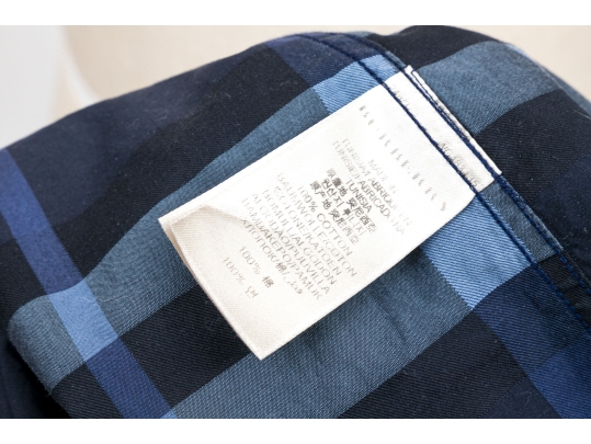 Burberry Blue Plaid Button-Up Shirt, Size 15 1/2-39 / 32-33