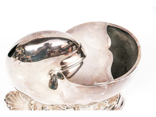 Antique English Victorian Silverplate Nautilus Spoon Warmer