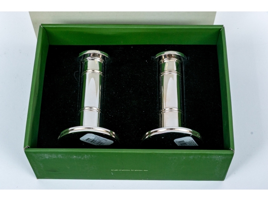 Pair Of Kate Spade By Lenox Silverplate Candlesticks- Pompano Point Style, Boxed