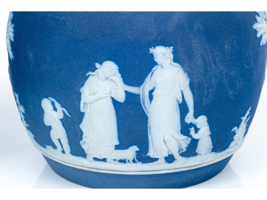 Compatible Pair Of Jasperware Biscuit Jars, Including One Wedgewood