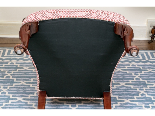 Fabulous Pair Of Mahogany Goose Neck Upholstered Armchairs
