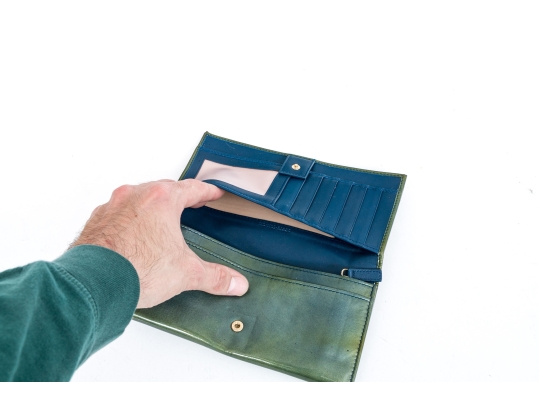 Bulgari Green Patent Leather Wallet