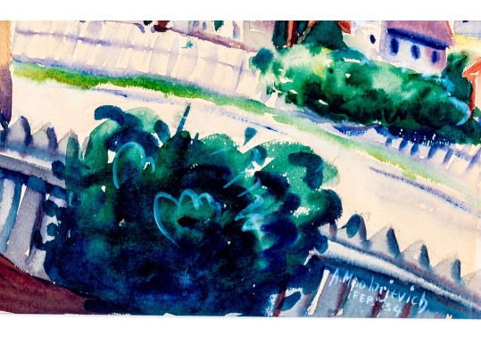 Signed A. Moolaritvich Watercolor On Paper, 1934