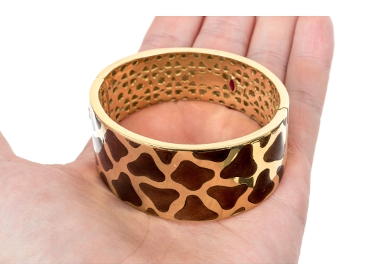 Roberto Coin 18k Yellow Gold Magnificent Ultra Wide Giraffe Patterned Bangle Bracelet