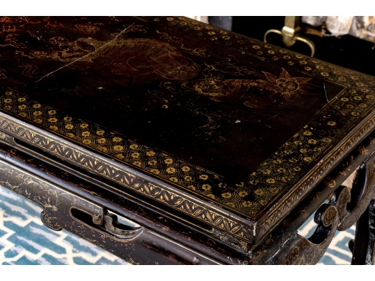 Antique 19th C. Chinese Lacquered Console Table
