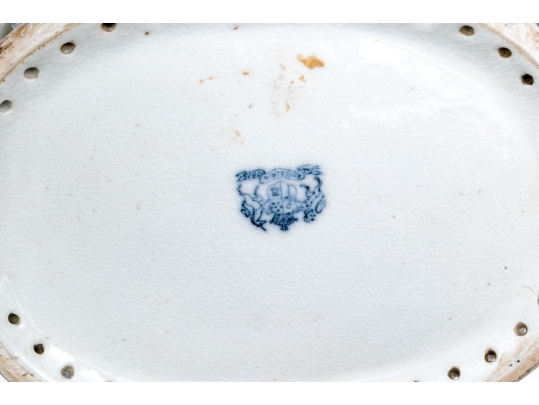 Two Decorative Blue And White Porcelain Twin Handled Serving Bowls