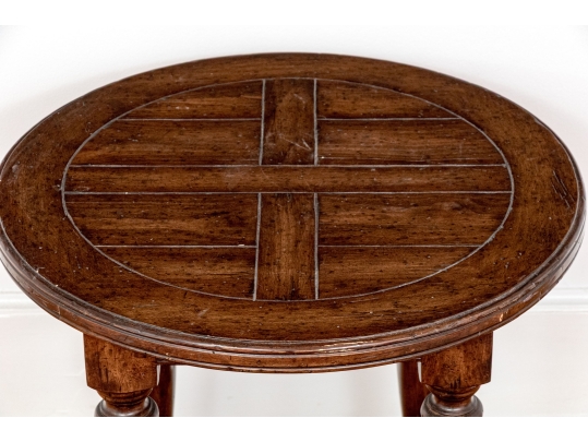 Pair Of Bausman Carved And Finished Circular End Tables