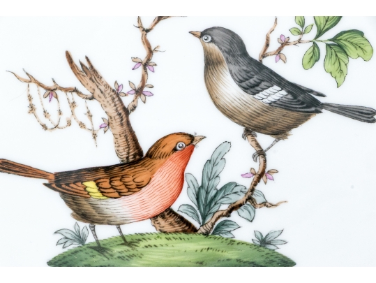 Herend Hungary Hand-Painted Porcelain Square Serving Dish, Rothschild Bird (RO) Pattern