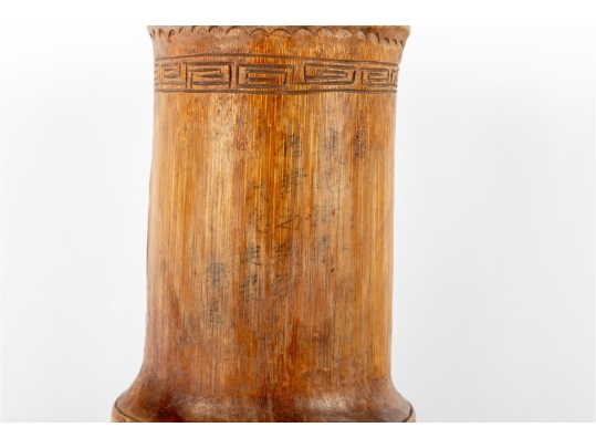 Carved Asian Bamboo Brush Vase