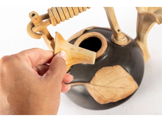 Studio Pottery Sculptural Bloom Motif Teapot